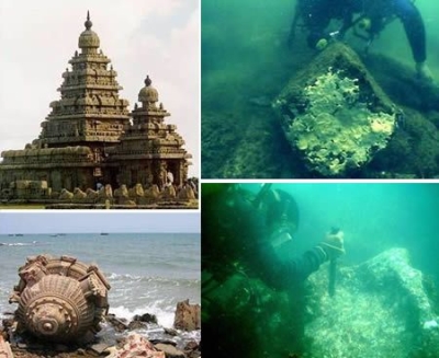 Underwater ruins at Mahabalipuram, India